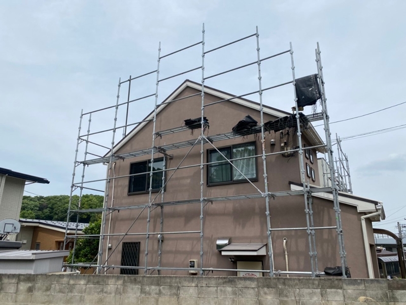神奈川県川崎市多摩区ジョリパット外壁塗装　足場工事